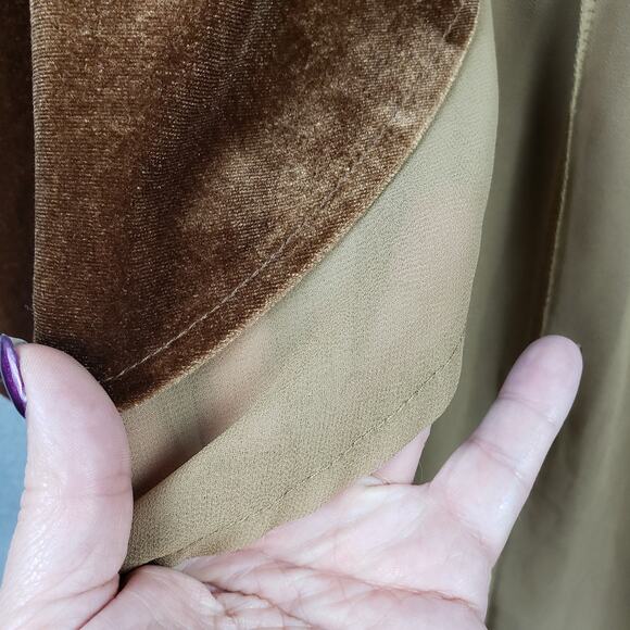 Open Front Velvet Long Robe Jacket Brown Cosplay Steampunk Avant Garde Size M - Picture 2 of 10